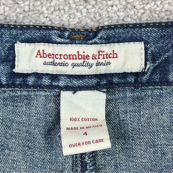 Vintage Abercrombie & Fitch Micro Mini Skirt Women’s 4 Blue Frayed Hem Y2K - Picture 4 of 9